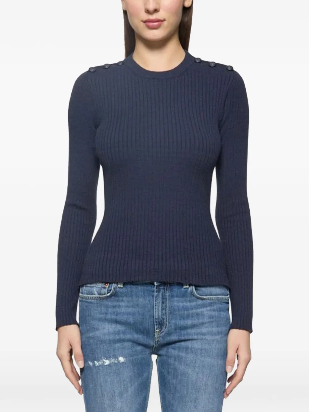 DONDUP button-detail ribbed sweater Blauw