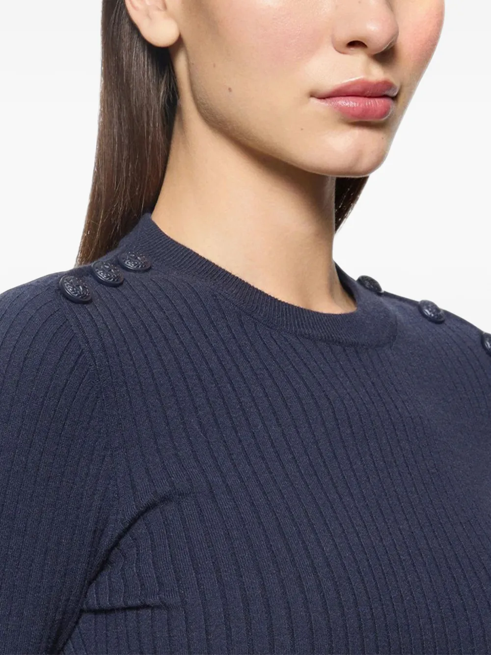 DONDUP button-detail ribbed sweater Blauw