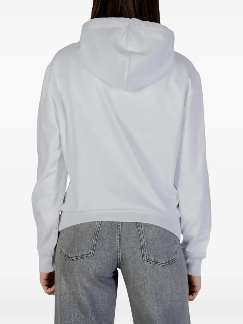 Calvin Klein Jeans Terry logo-embroidered drawstring hoodie Wit