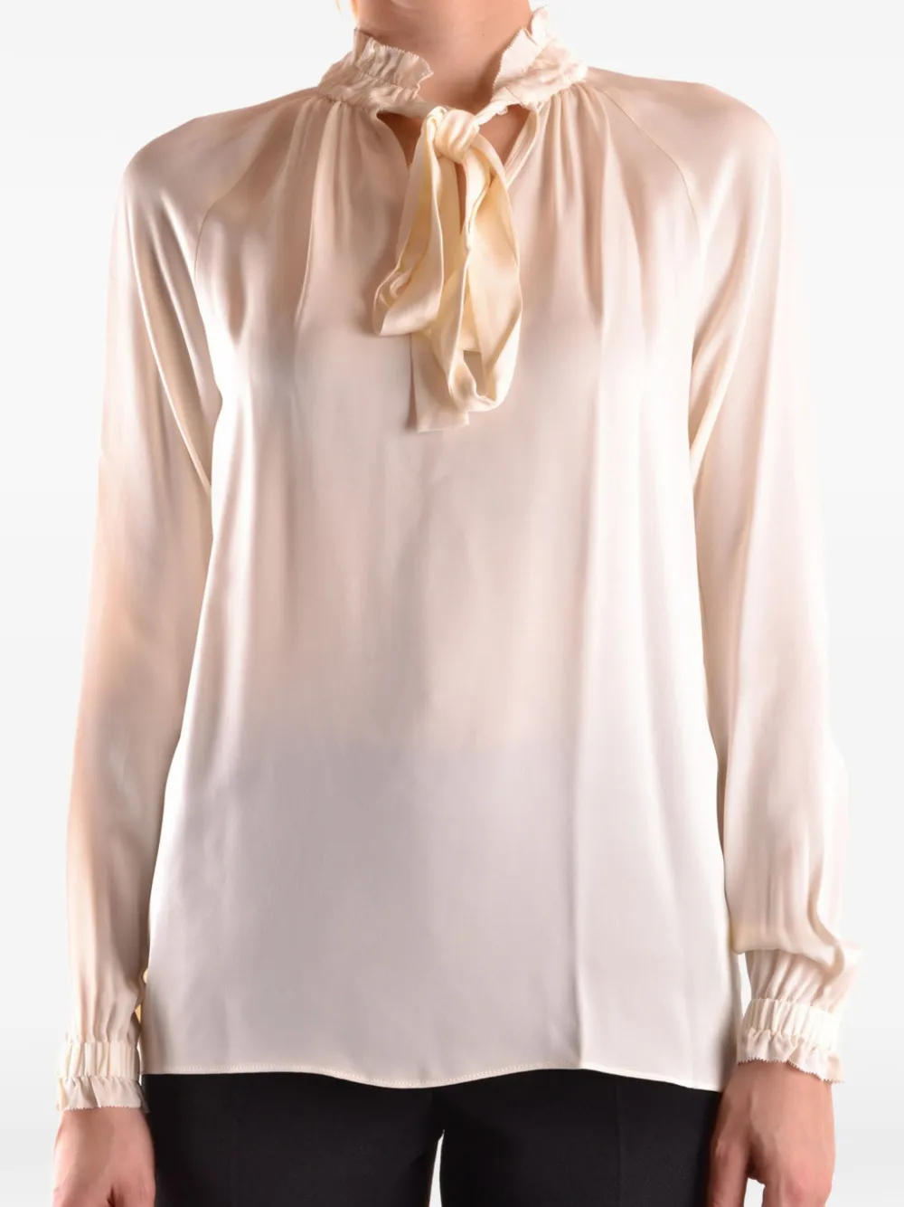 Michael Kors tie-neck ruffled blouse - Toni neutri