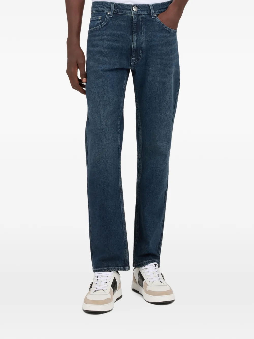 Roberto Cavalli monogram-embroidered jeans Blauw