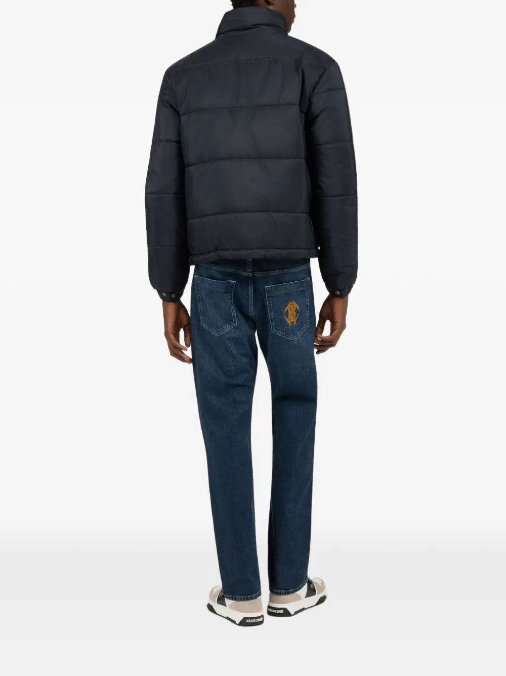 Roberto Cavalli quilted logo-embroidered jacket Blauw