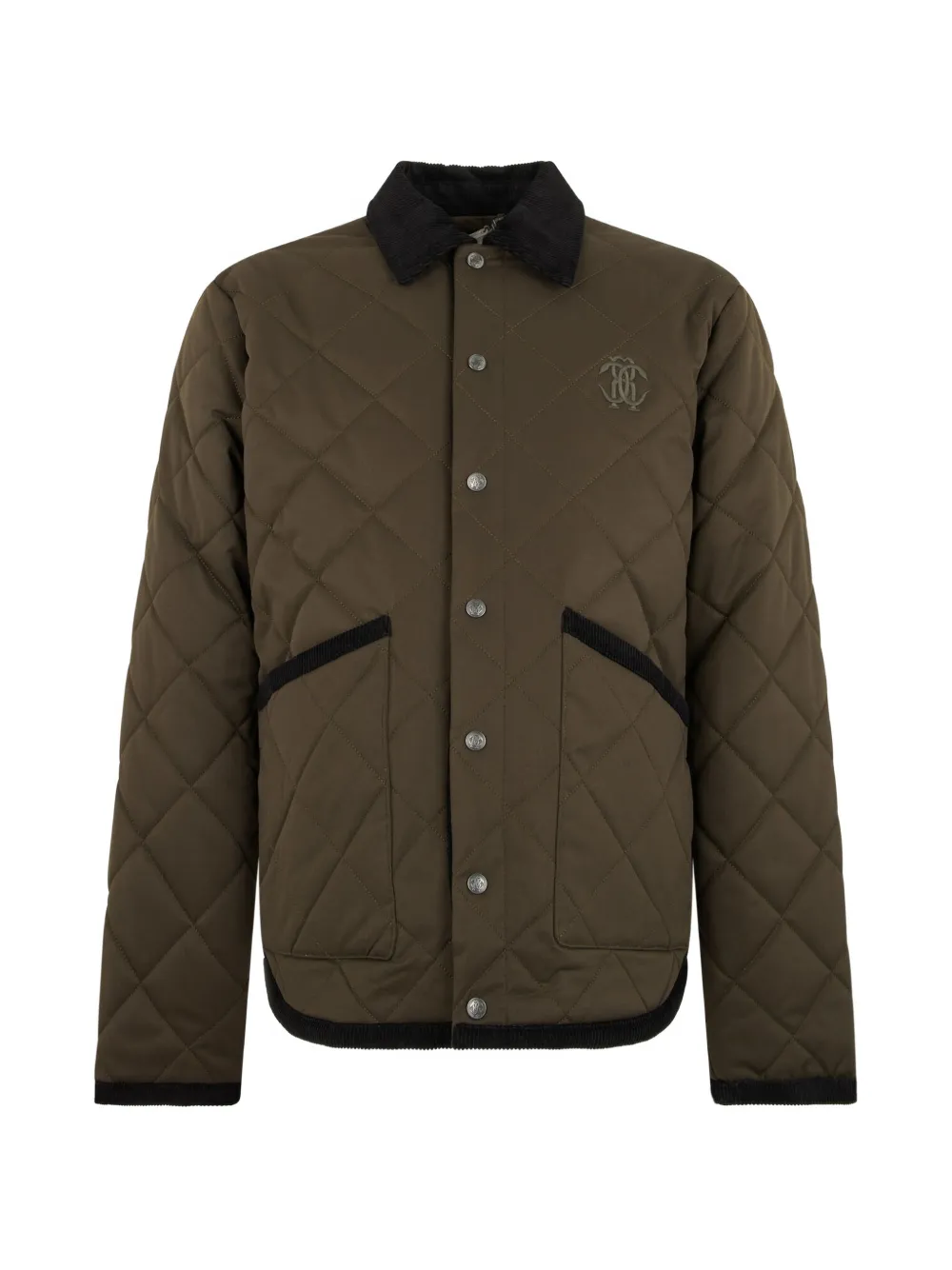 Roberto Cavalli quilted logo-embroidered jacket Groen