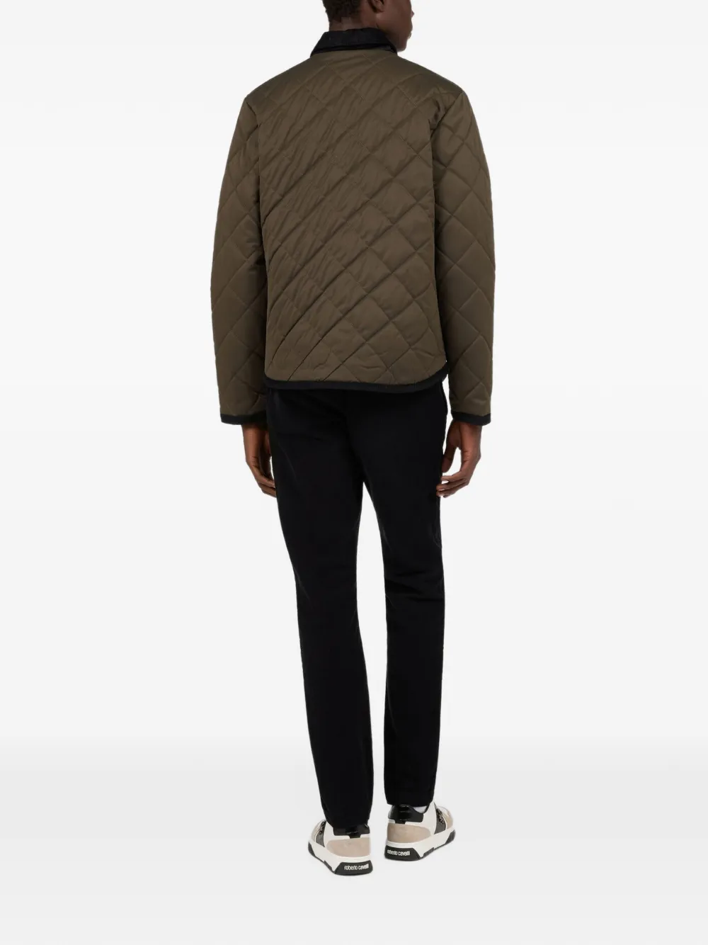 Roberto Cavalli quilted logo-embroidered jacket Groen