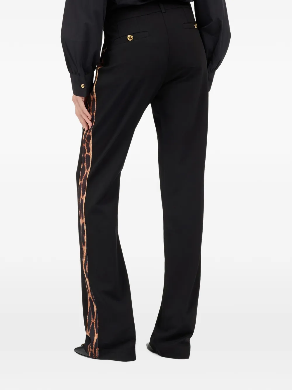 Roberto Cavalli leopard-print trim trousers Zwart