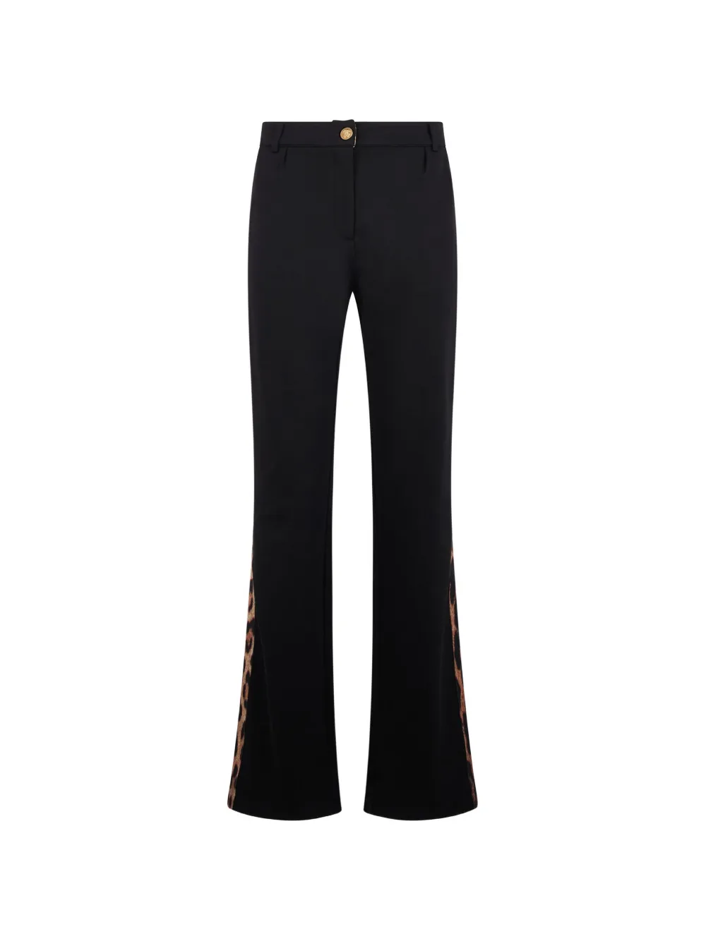 Roberto Cavalli leopard-print trim trousers Zwart