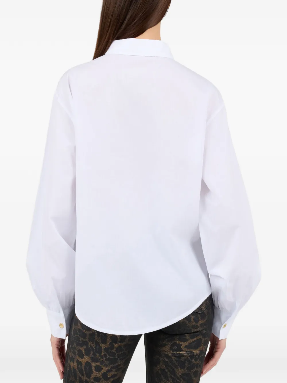 Roberto Cavalli logo-embroidered button-up shirt Wit