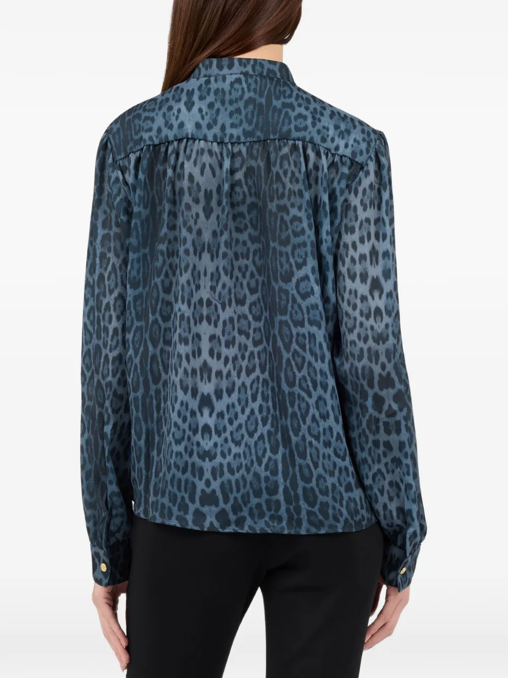 Roberto Cavalli leopard-print pussy-bow blouse Blauw