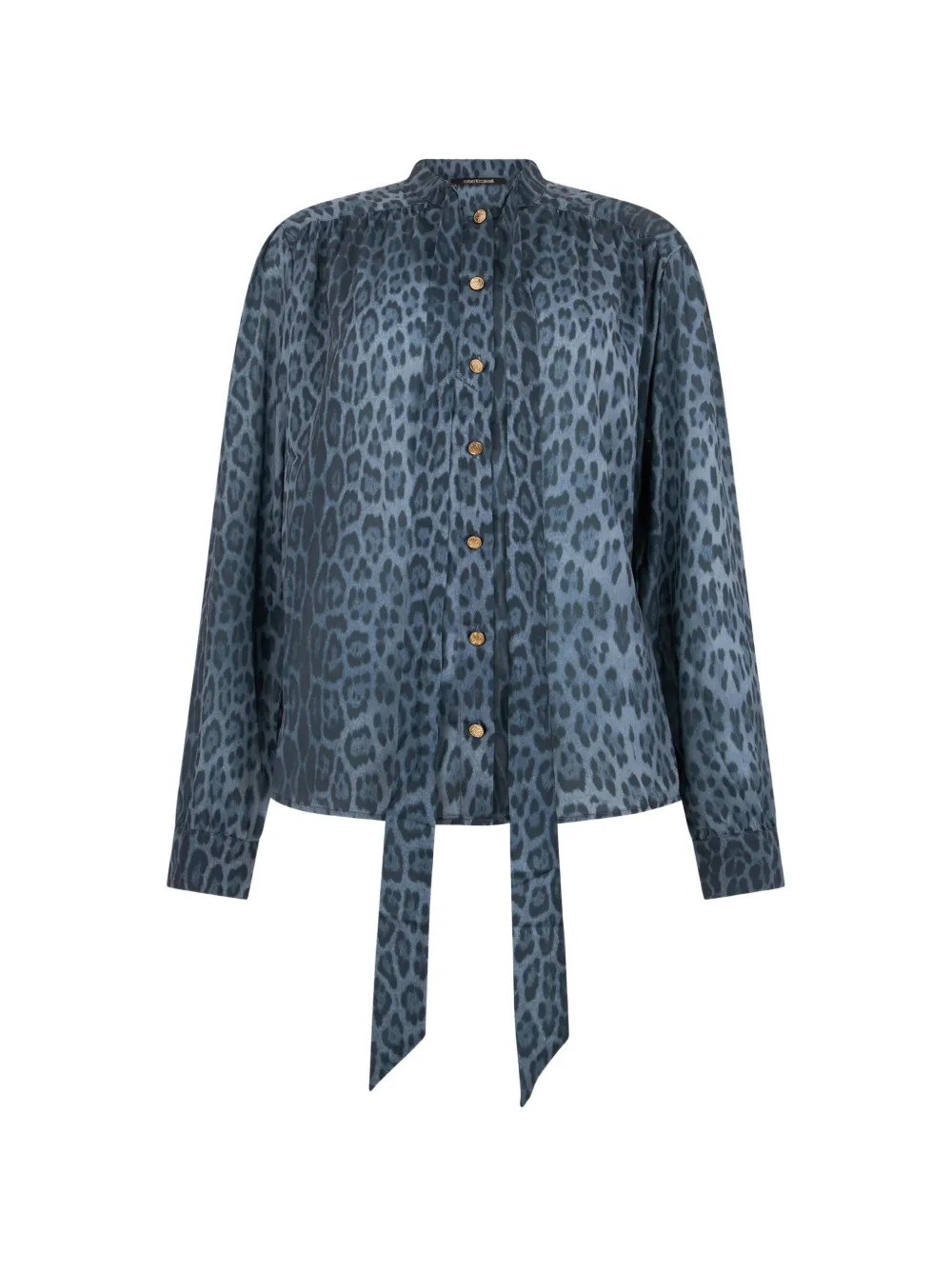 Roberto Cavalli leopard-print pussy-bow blouse Blauw