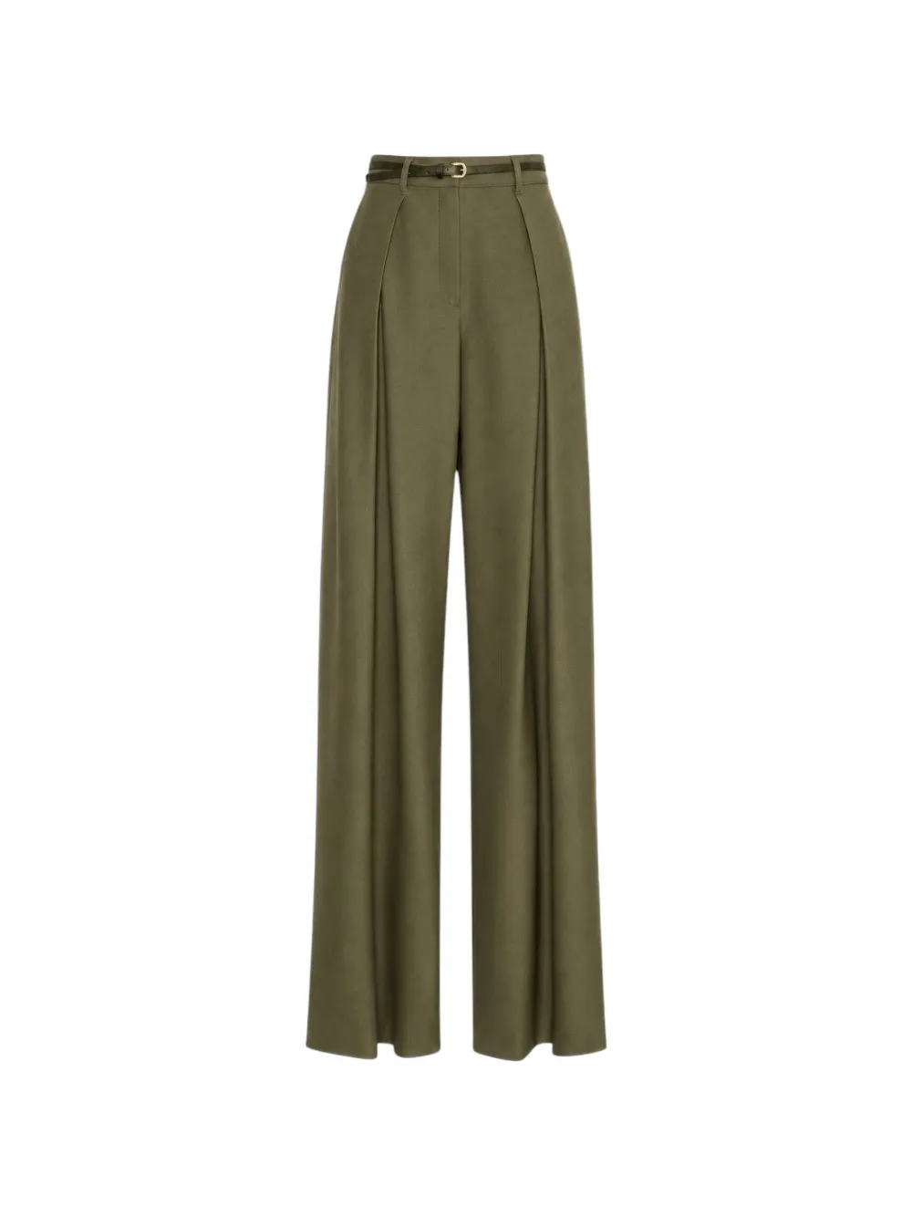 Max Mara belted pleated wide-leg trousers Groen