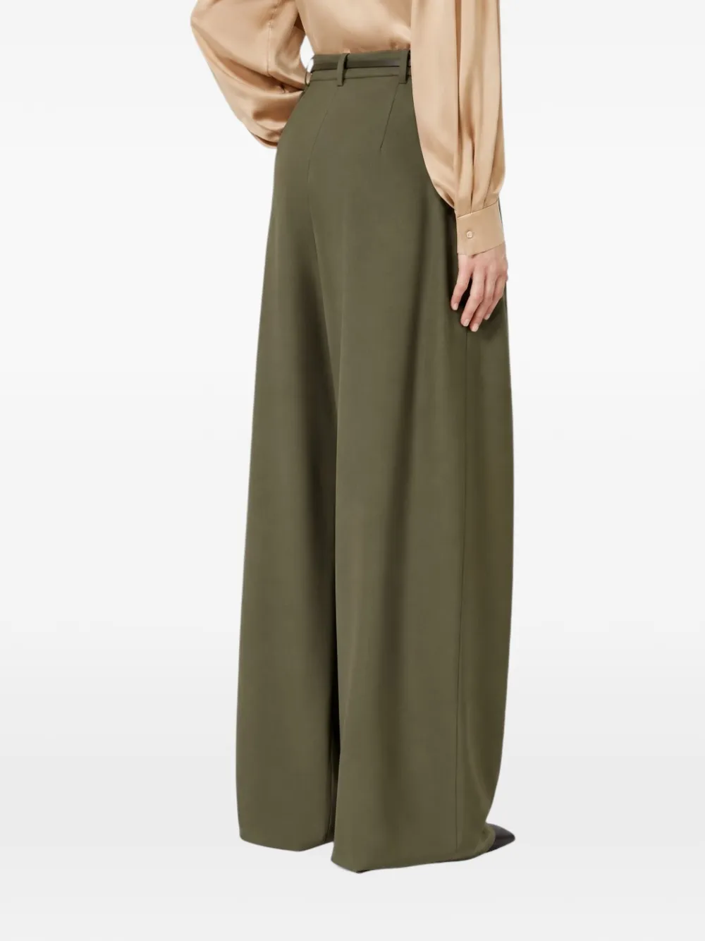 Max Mara belted pleated wide-leg trousers Groen
