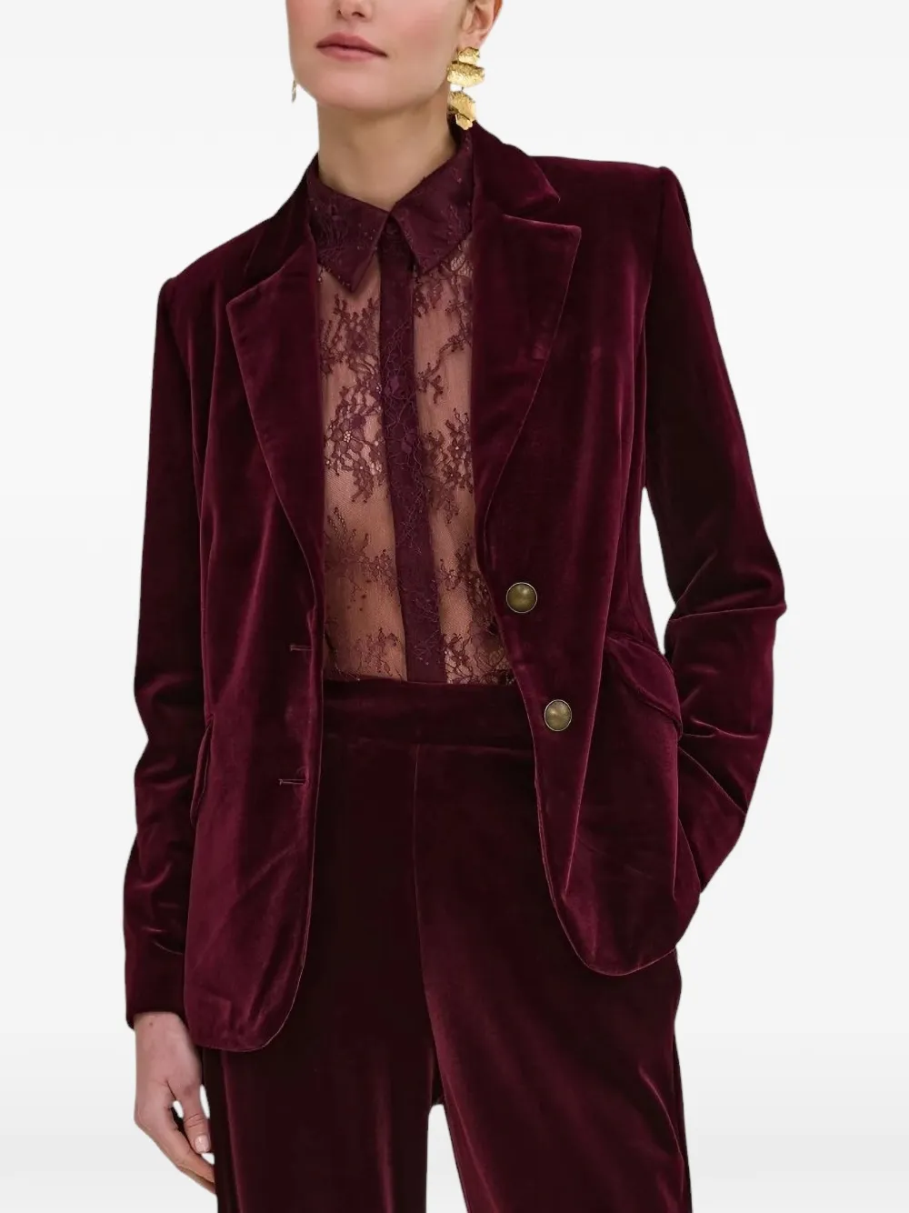Nenette Briatico fluwelen blazer met enkele rij knopen Rood