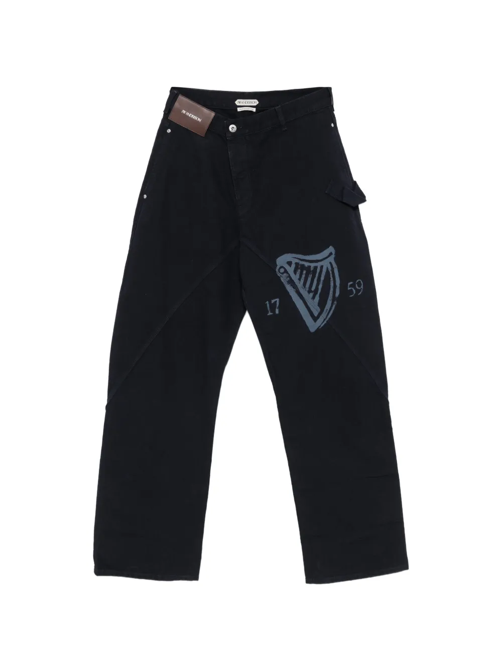 JW Anderson x Guinness twisted workwear trousers Blauw
