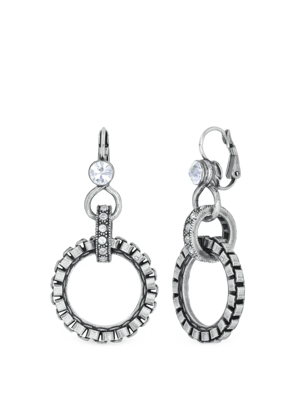 Konplott Rings & Rhythm crystal-embellished drop earrings - Argent