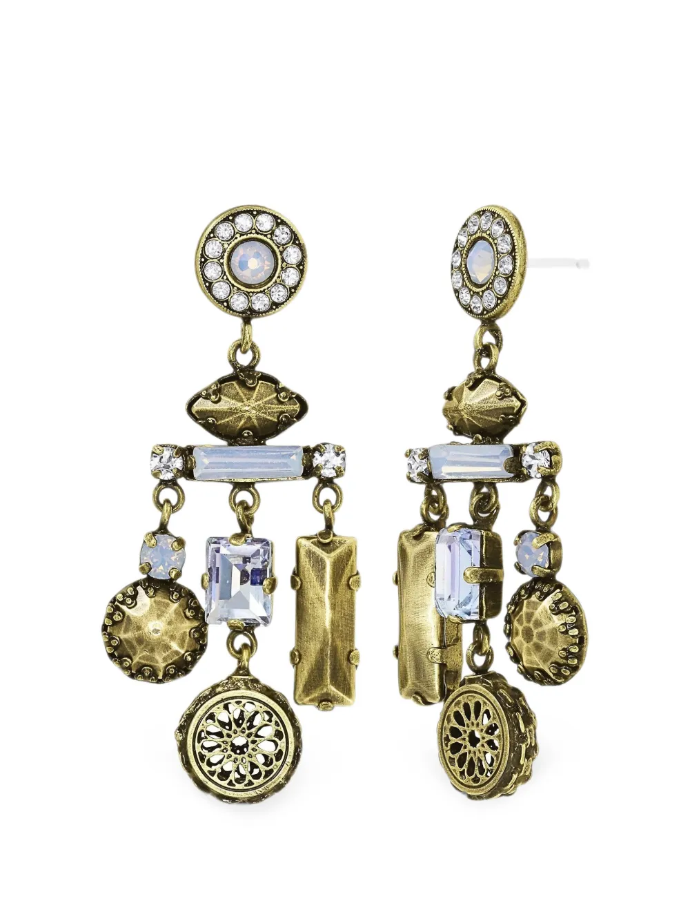 Konplott Lost & Found mixed-motif chandelier drop earrings - Or Konplott Lost & Found mixed-motif chandelier drop earrings - Or