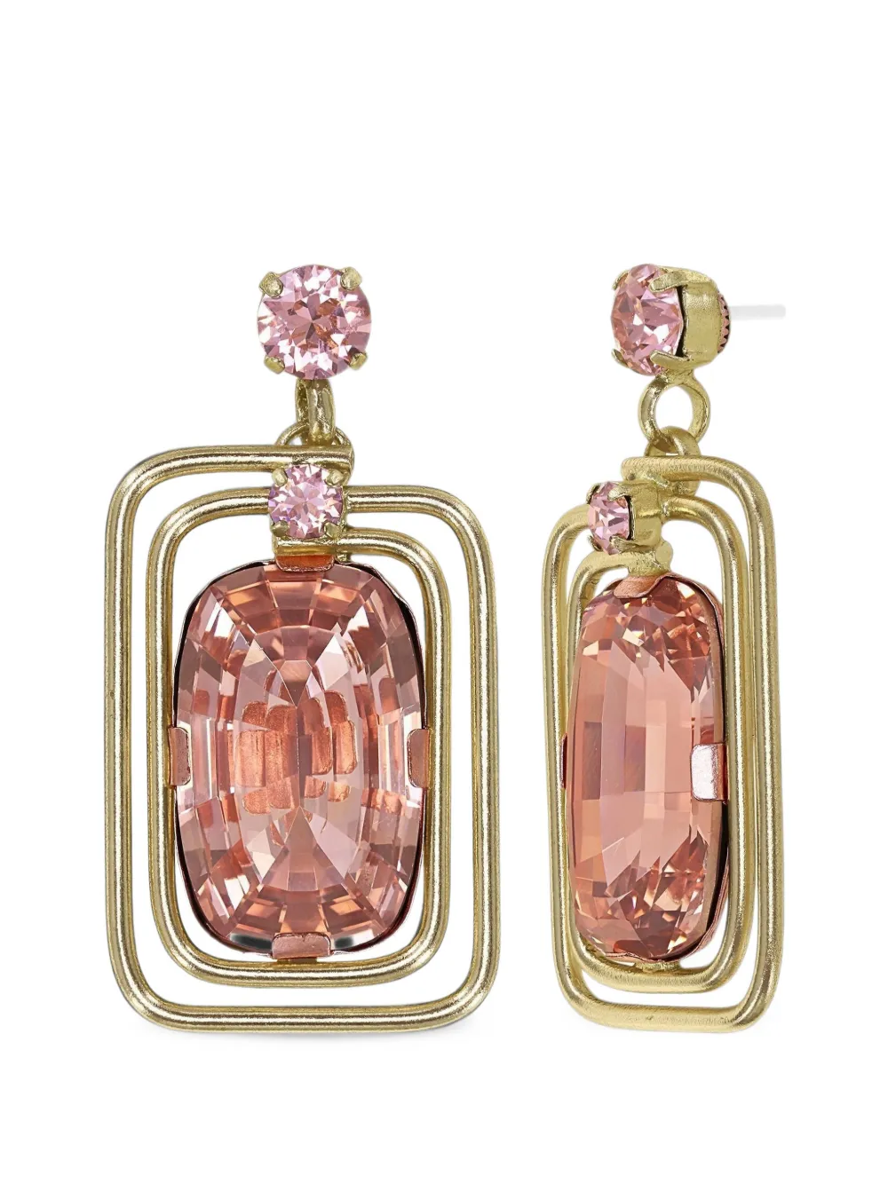 Konplott To The Max cushion-cut crystal drop earrings - Rose Konplott To The Max cushion-cut crystal drop earrings - Rose