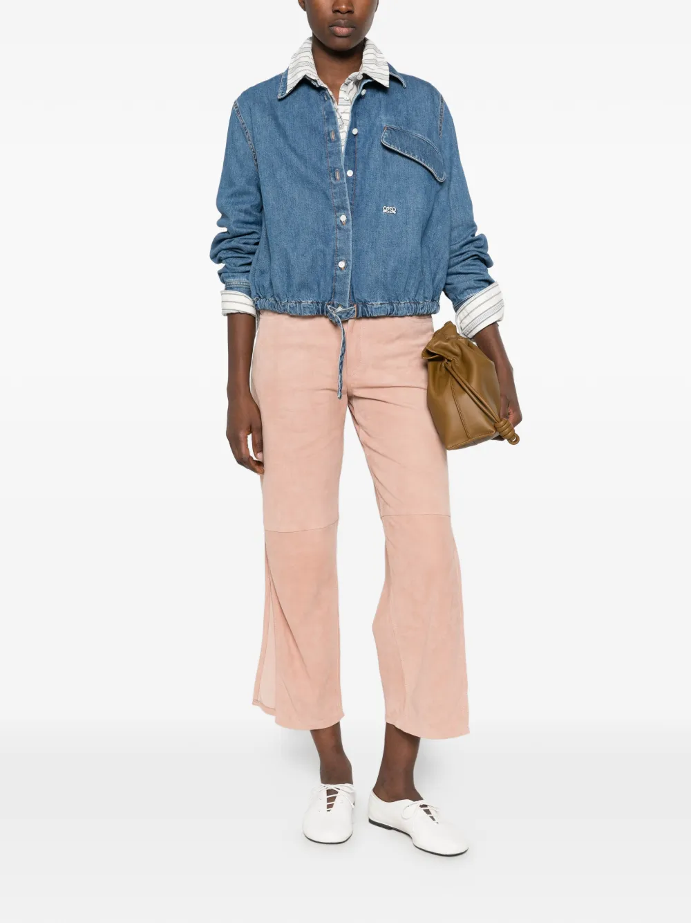 LOEWE suede goat-skin trousers Roze