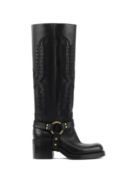 Elena Iachi embroidered harness-detail knee-length boots