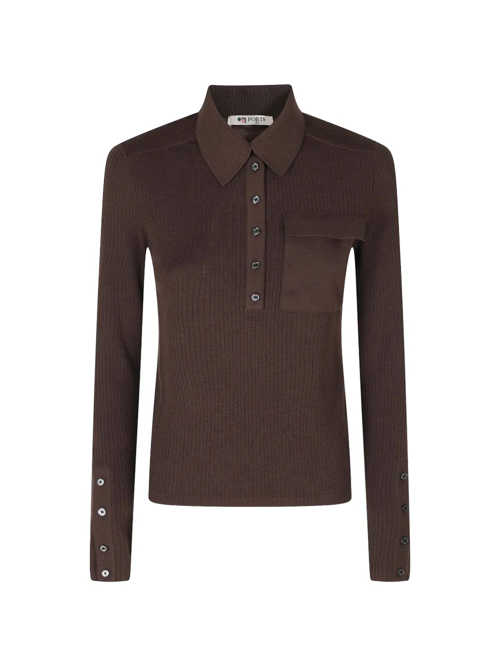 Ports 1961 ribbed-knit polo sweater Bruin