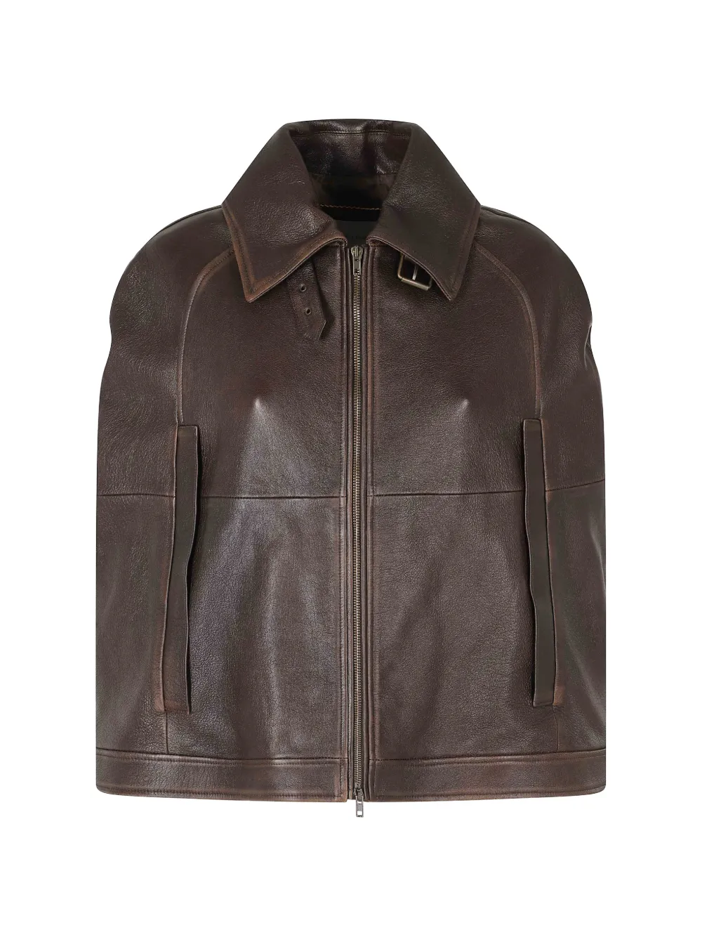 7 For All Mankind zip-up leather cape - Marron 7 For All Mankind zip-up leather cape - Marron