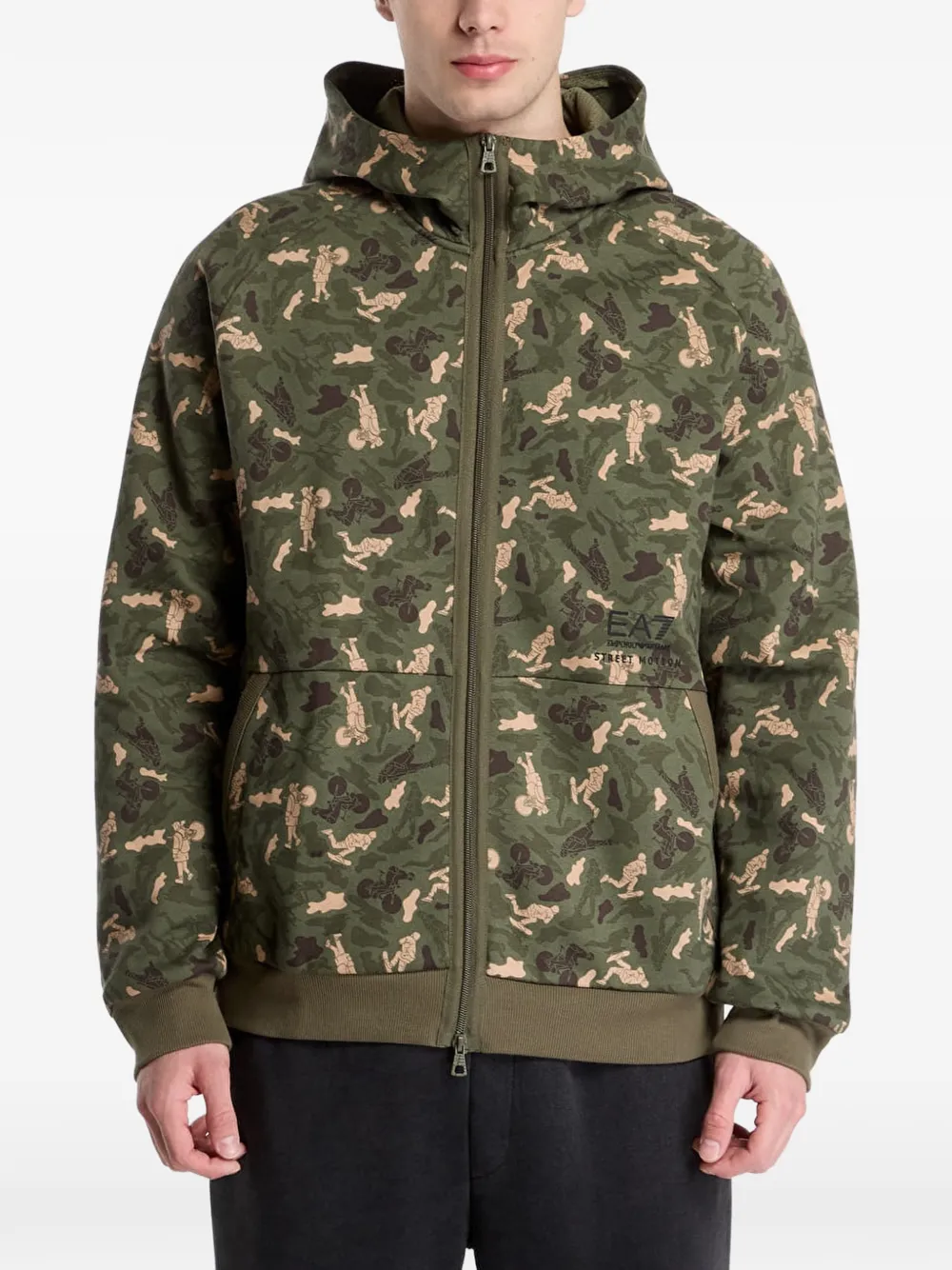 Ea7 Emporio Armani Graphic Series zip-up hoodie Groen