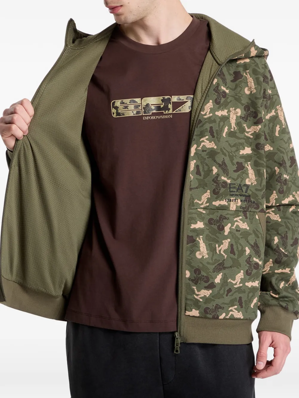 Ea7 Emporio Armani Graphic Series zip-up hoodie Groen