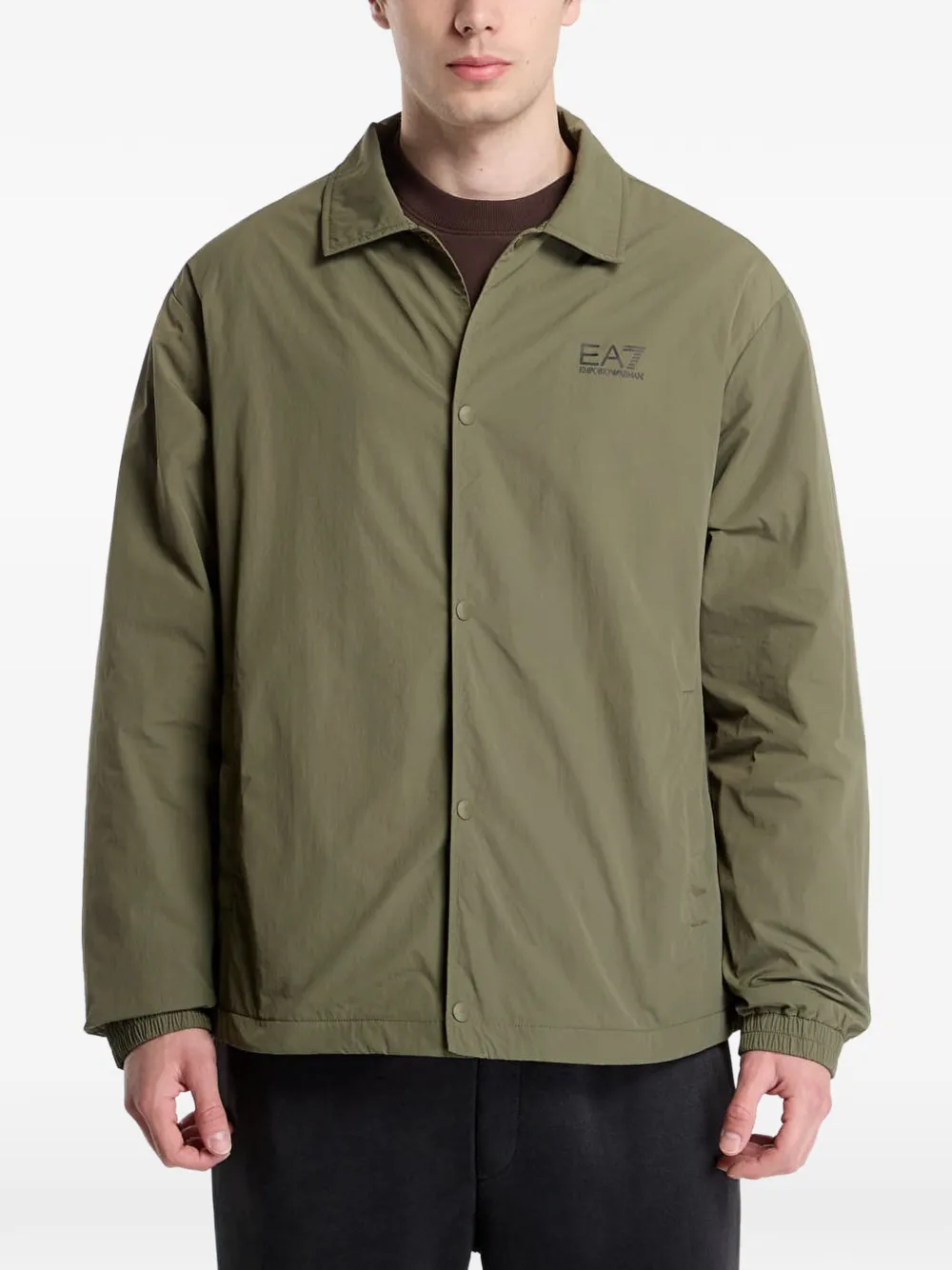 Ea7 Emporio Armani logo-print press-stud jacket Groen