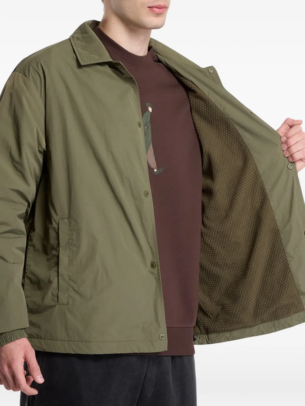 Ea7 Emporio Armani logo-print press-stud jacket Groen