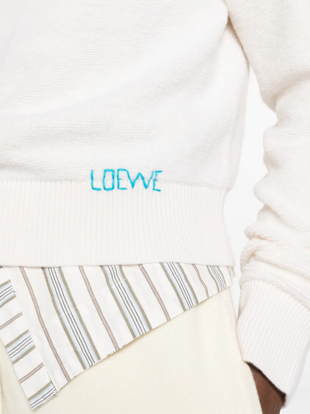 LOEWE embroidered-logo wool sweater Beige