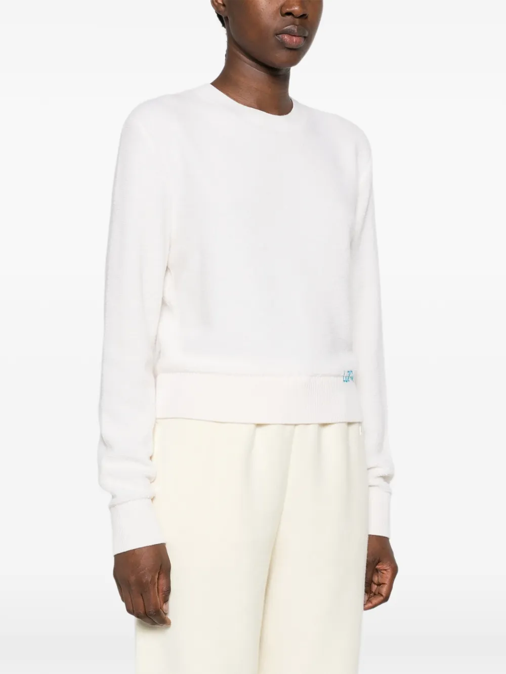 LOEWE embroidered-logo wool sweater Beige