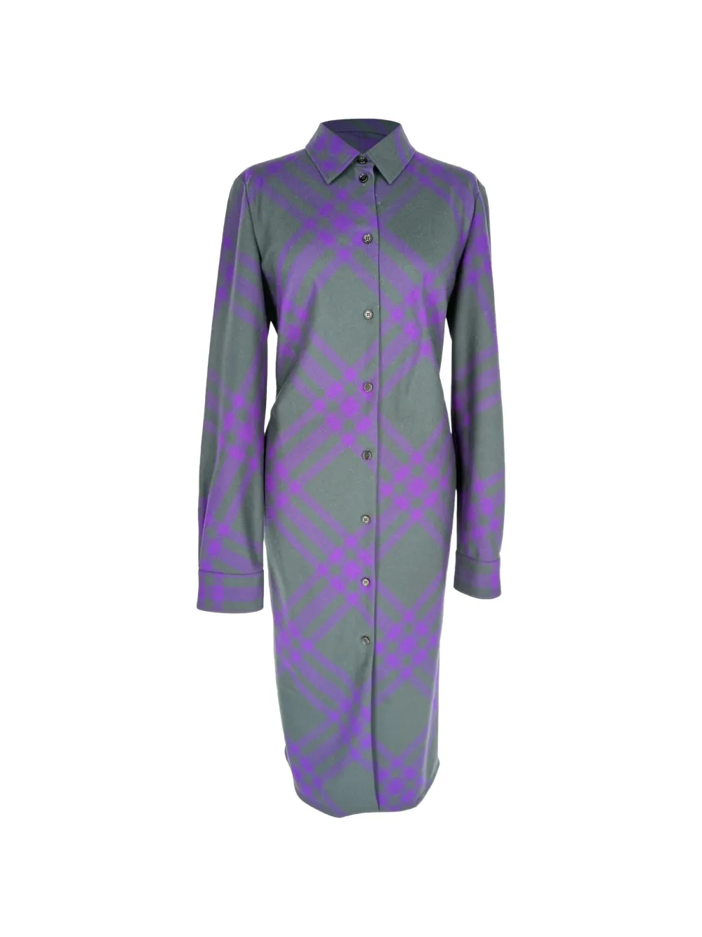 Burberry Pre-Owned Checked-pattern midi shirt dress - Grey