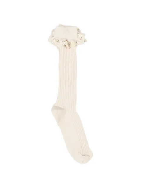 MP Denmark Lea lace-trimmed ribbed socks