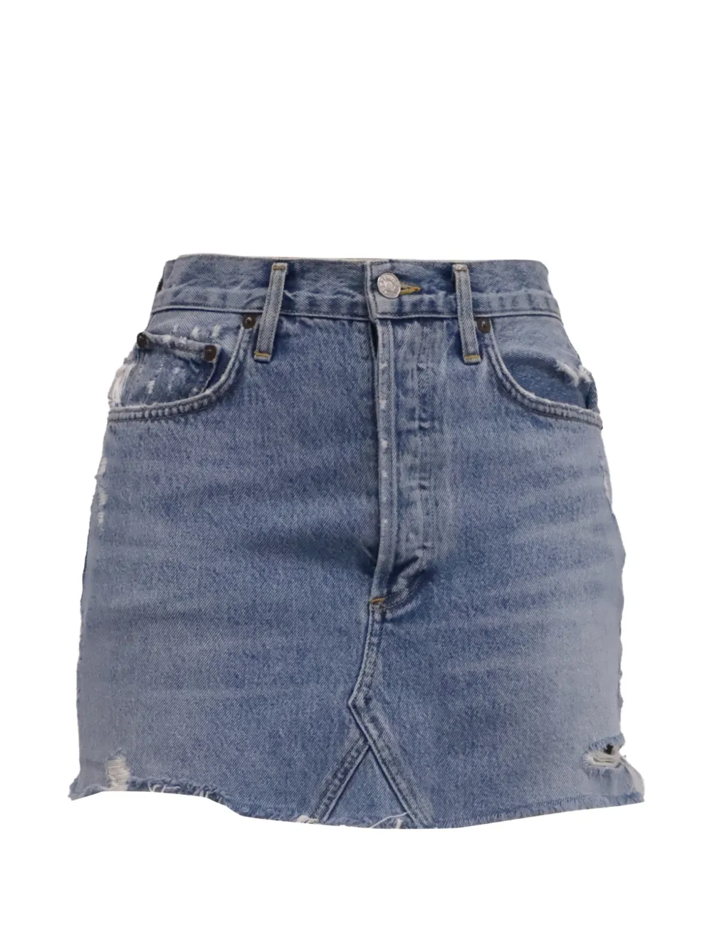 AGOLDE distressed denim mini skirt - Blau
