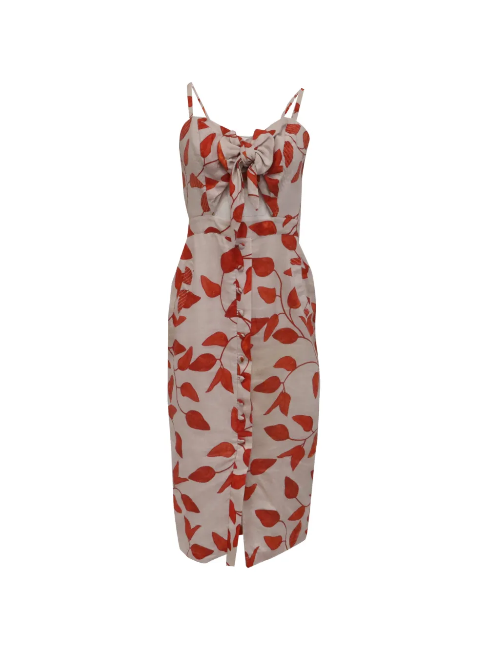 Johanna Ortiz leaf-printed midi dress - Toni neutri