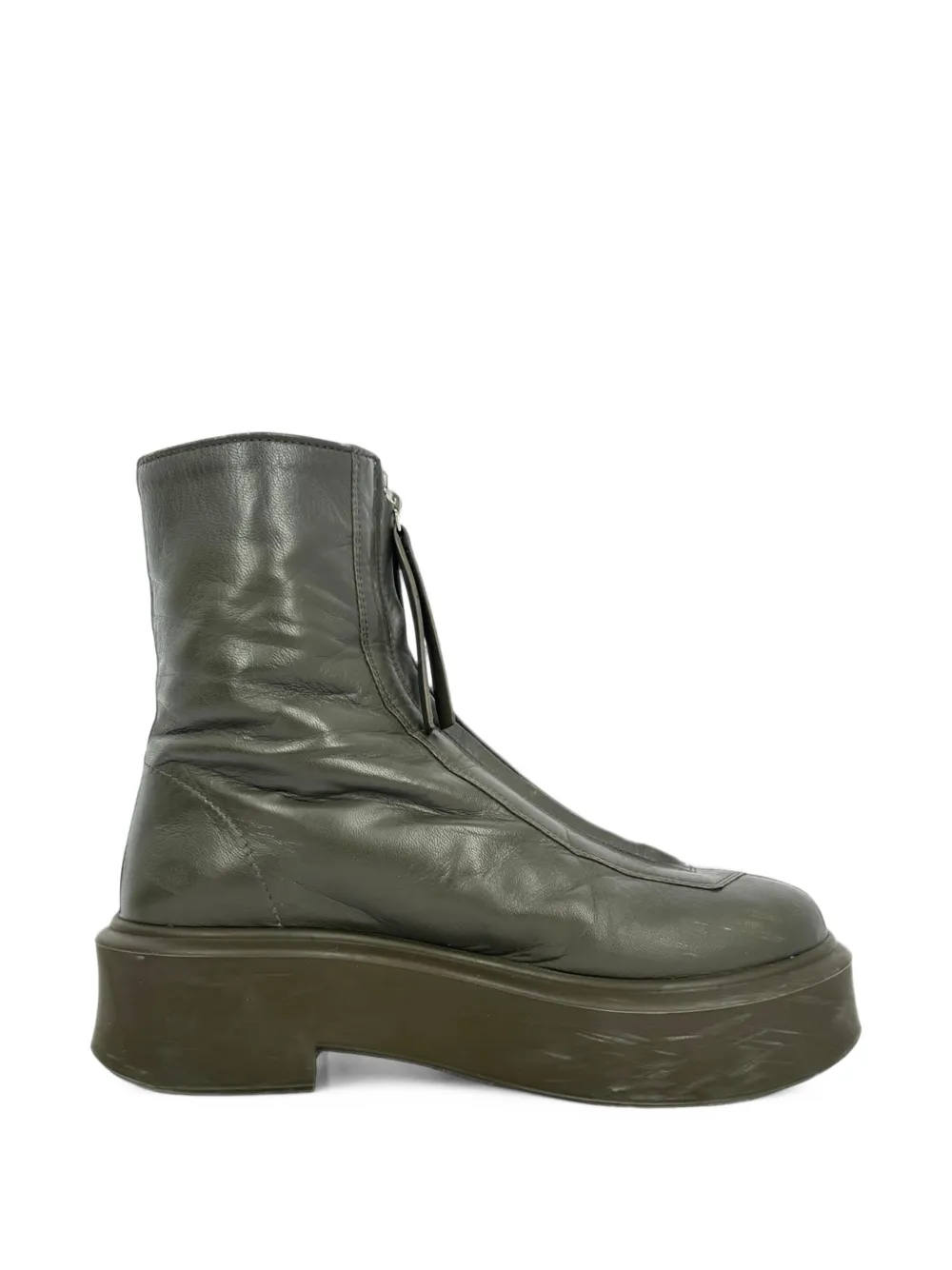 The Row Pre-Owned 2020s zipped leather ankle boots - Grün