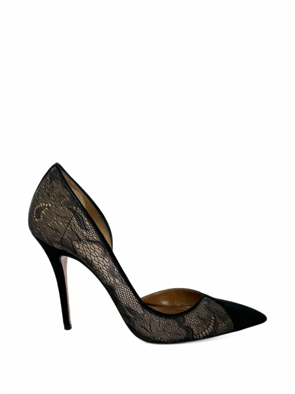 Aquazzura 2010s lace-trim heeled pumps - Schwarz