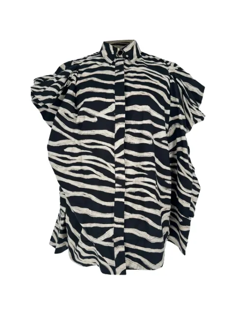 FARM Rio zebra-print puff-sleeve shirt