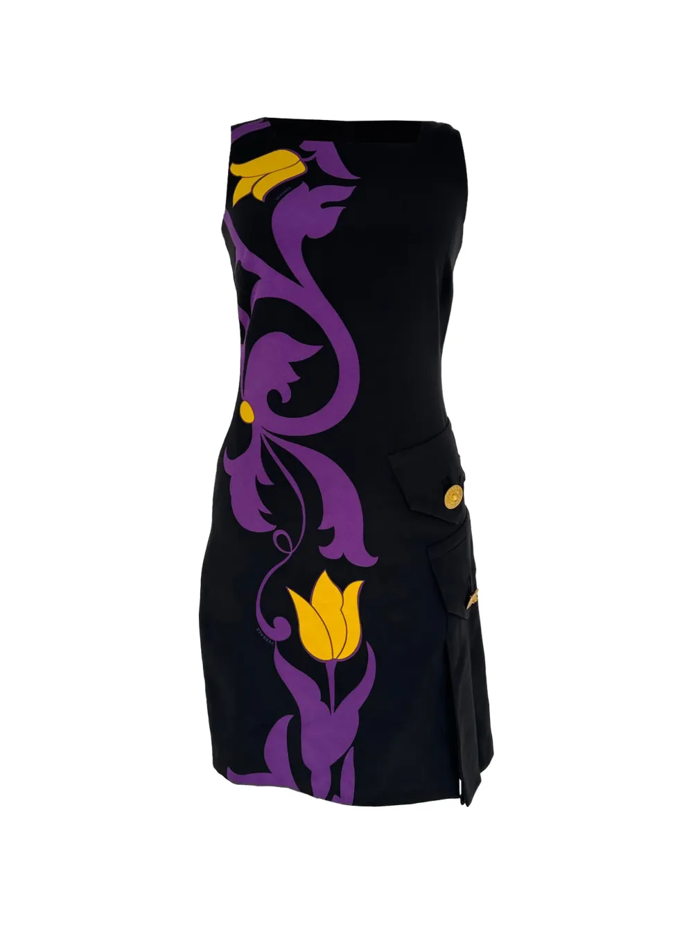 Versace Pre-Owned tulip-print mini dress - Black