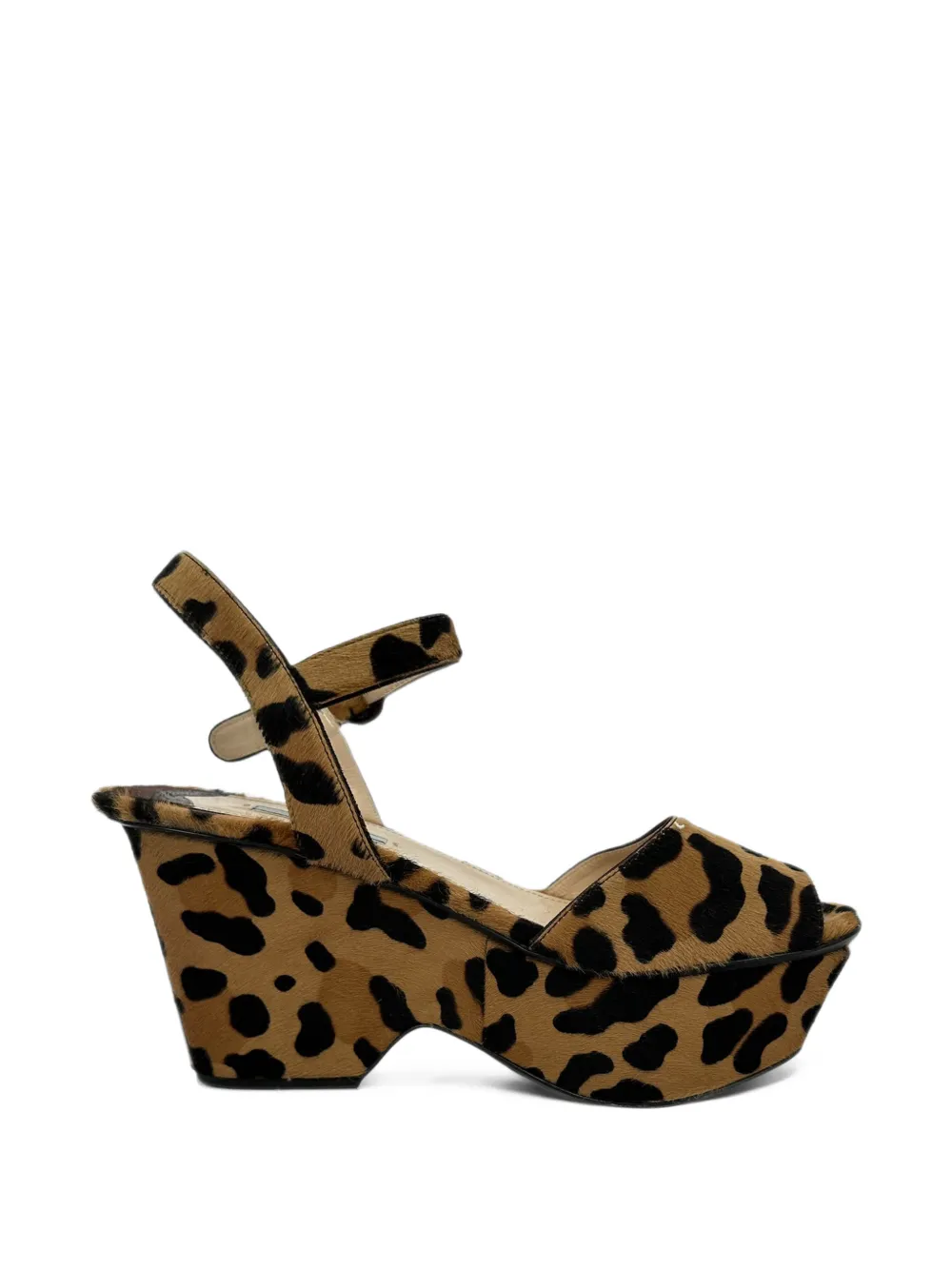 Prada Pre-Owned 2010s leopard-print wedge sandals - Marrone