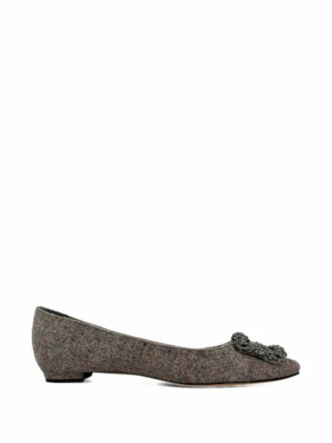Manolo Blahnik sandales plates Hangisi en tweed