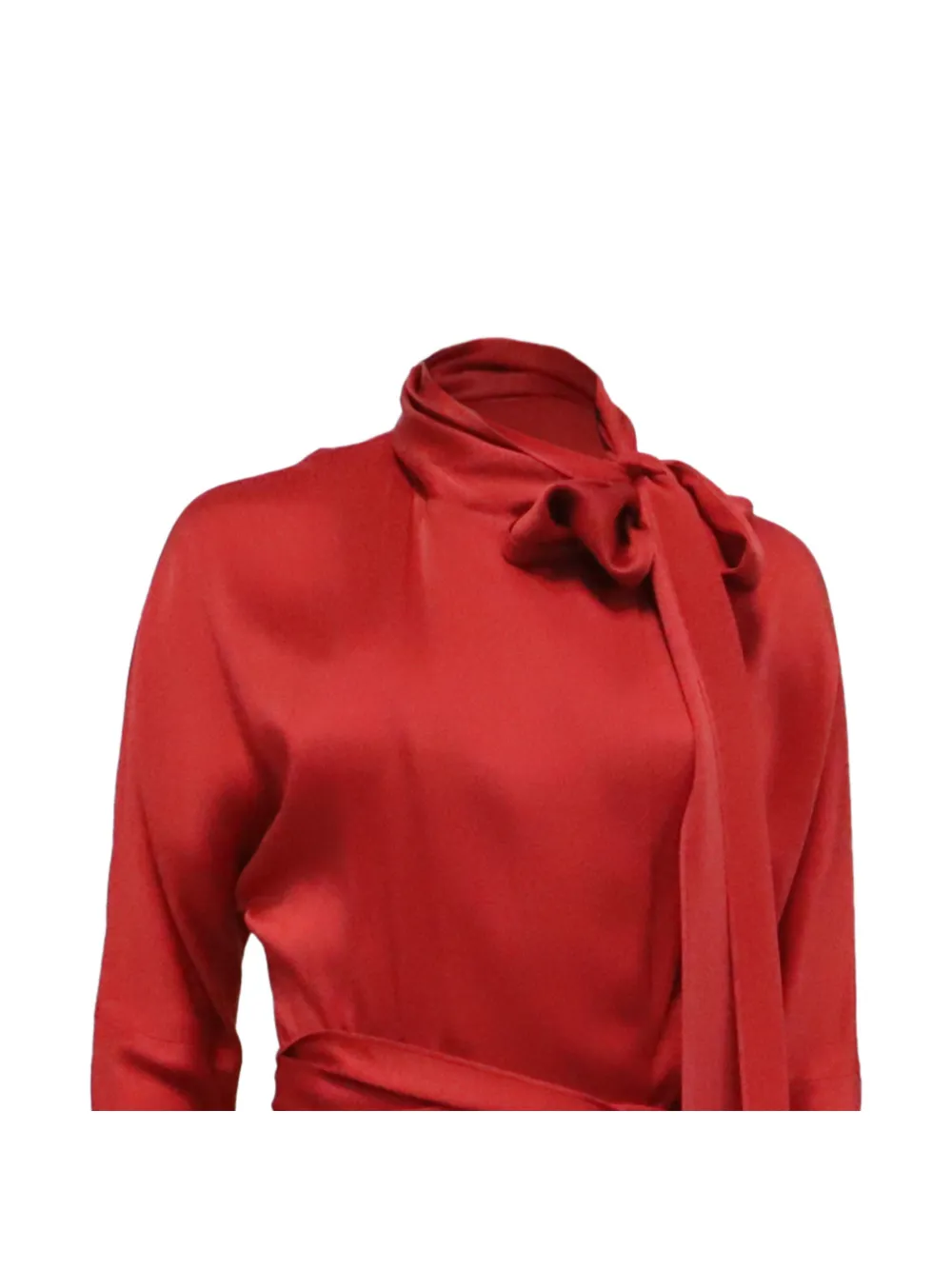 Sies Marjan tie-neck long-sleeve midi dress - Rosso