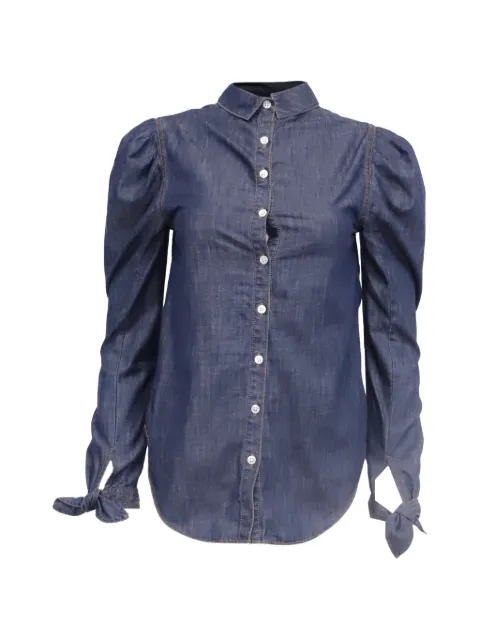 Veronica Beard puff-sleeve button-down denim shirt