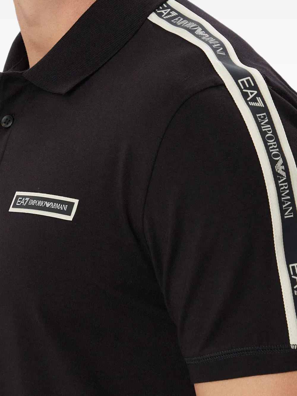 Ea7 Emporio Armani Logo Series tape-detail polo shirt Zwart