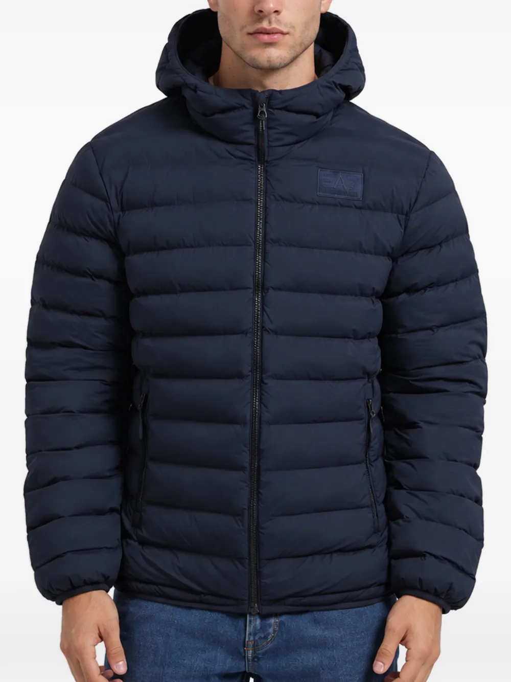 Ea7 Emporio Armani hooded quilted coat - Blue