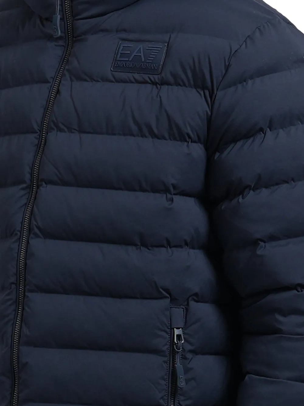 Ea7 Emporio Armani hooded quilted coat Blauw
