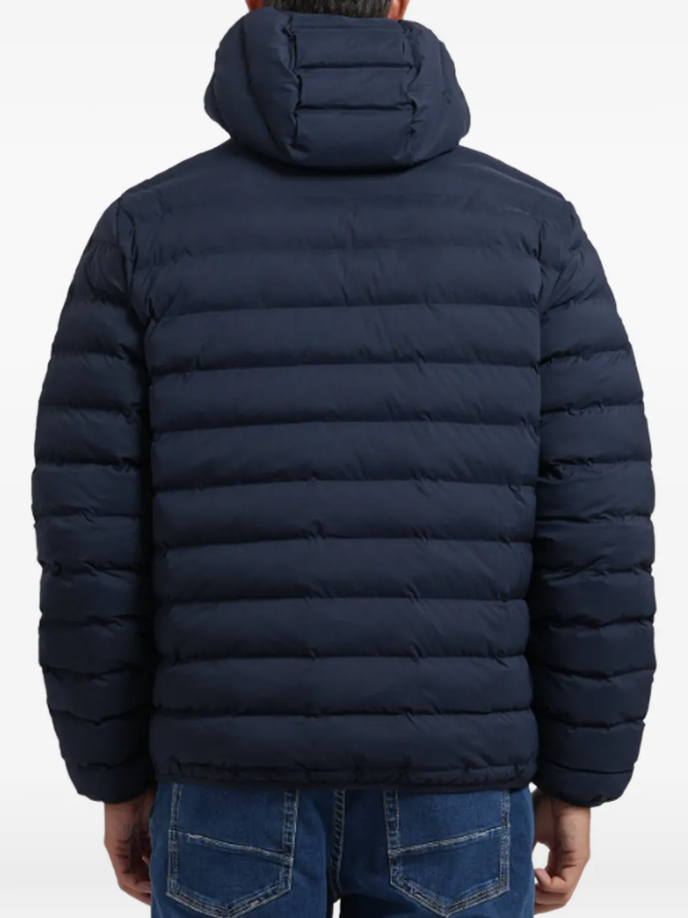 Ea7 Emporio Armani hooded quilted coat Blauw