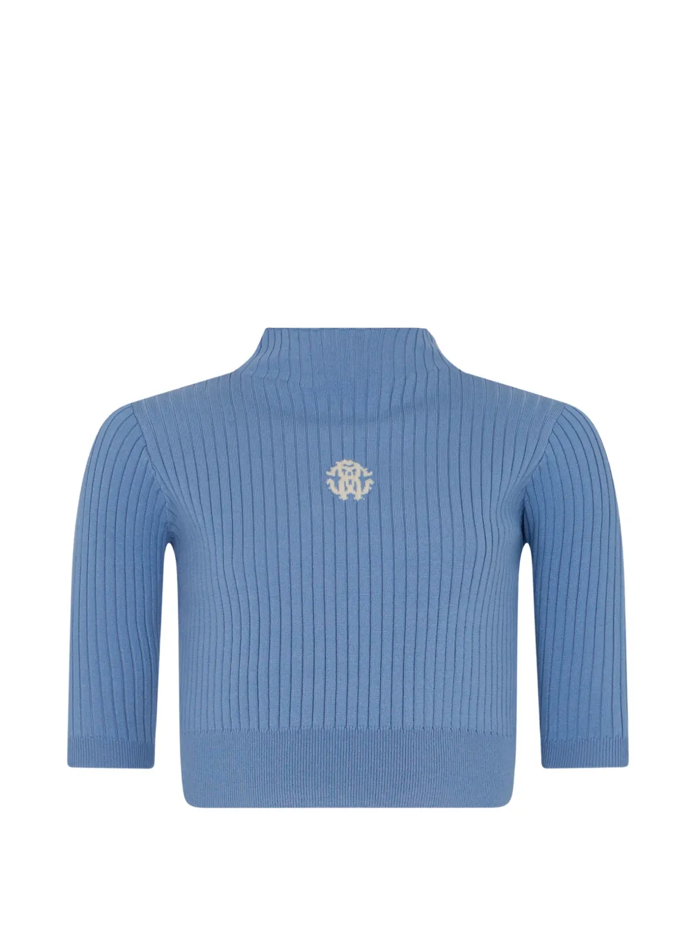 Roberto Cavalli Junior logo-embroidered ribbed sweater Blauw