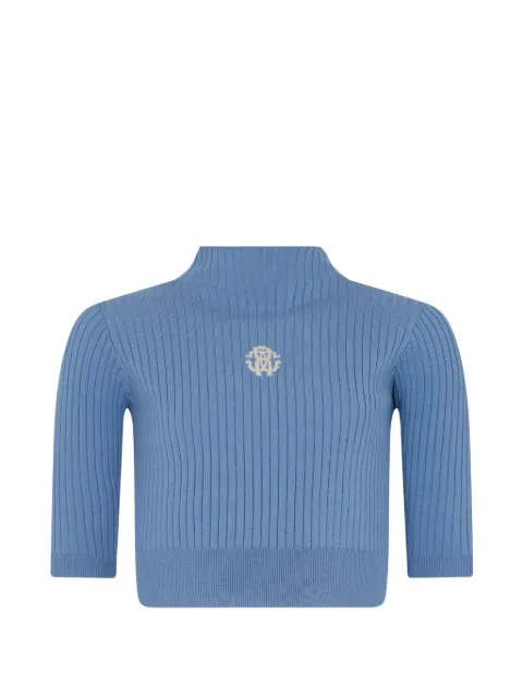 Roberto Cavalli Junior logo-embroidered ribbed sweater