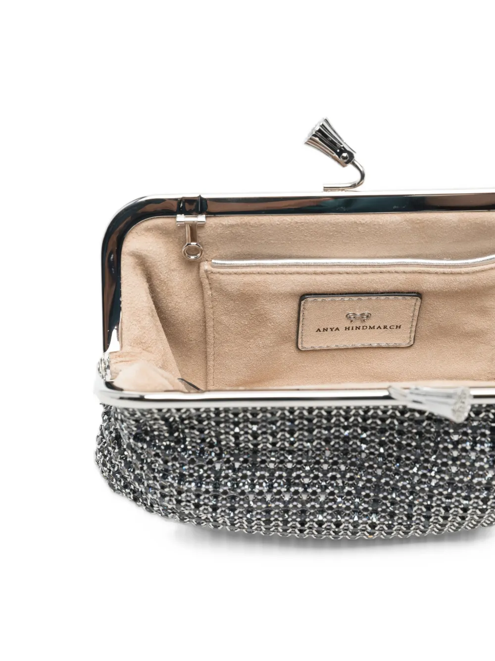 Anya Hindmarch Maud clutch verfraaid met kristallen Zilver
