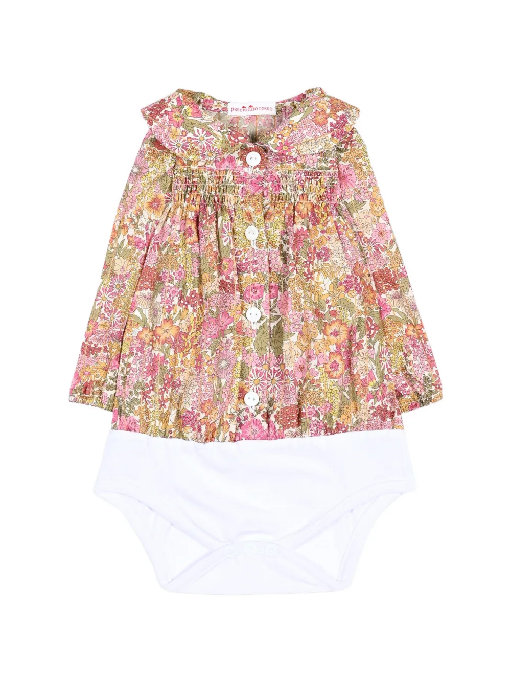 Pesciolino Rosso Kids floral-print ruffled bodysuit Roze